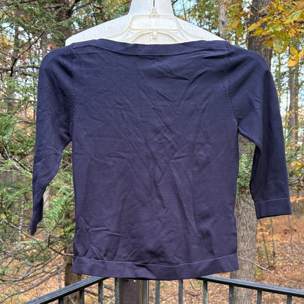 NWT Ann Taylor Women's Navy Blue Top 3/4 length sleeves sz. M - Picture 6 of 8